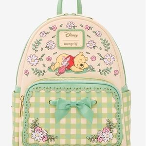 Loungefly Mint Green & Cream Winnie the Pooh Floral And Gingham Backpack